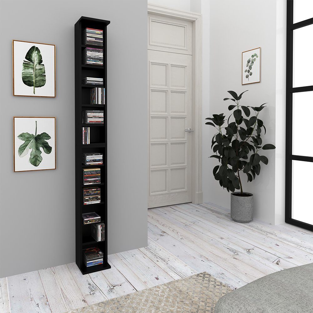 Vicco CD-Regal, Schwarz/Schwarz, 21 x 183.6 cm Groß, 1-tlg.