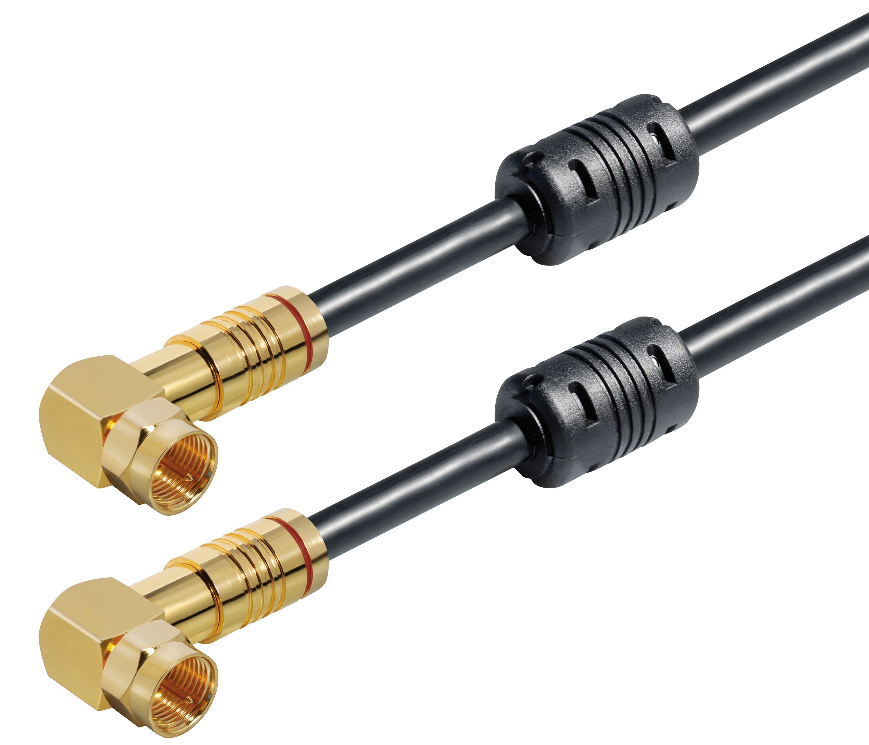 Maxtrack TV-Kabel, F-Stecker, F-Winkelstecker auf F-Winkelstecker (150 cm), High-End Sat-Kabel, 5-fach geschirmt, 135 dB, Class A+