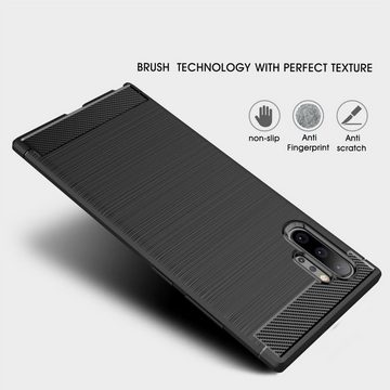 CoverKingz Handyhülle Hülle für Samsung Galaxy Note10+ (5G) Handyhülle Schutzhülle Tasche, Carbon Look Brushed Design