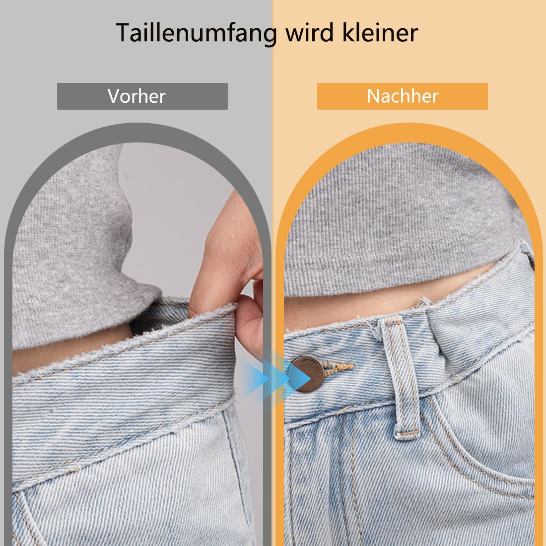 Coonoor Manschettenknöpfe Hosen Taillenspanner, 6 Stück Taillenschnallen Clips kein Nähen (6-Paar), Jean Knopfnadeln Knöpfe