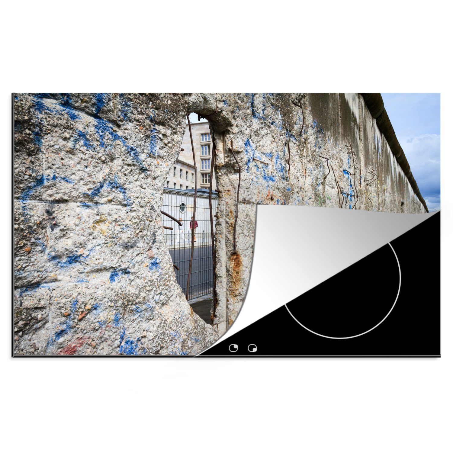 MuchoWow Herdblende-/Abdeckplatte Berliner Mauer - Deutschland - Kultur, Vinyl, (1 tlg), 81x52 cm, Induktionskochfeld Schutz für die küche, Ceranfeldabdeckung