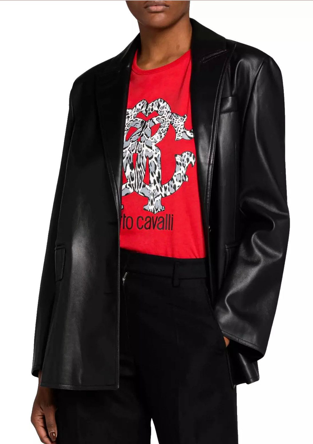 roberto cavalli T-Shirt Firenze Damen RC Monogram Print Logo Slim Fit Scoop günstig online kaufen