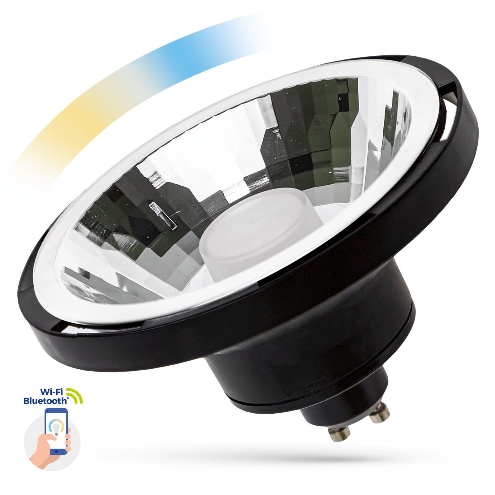 Spectrum SMART LED-Leuchtmittel LED AR111 GU10 Smart 10W Reflektor 1050lm Alexa 3000K-5800K DIMMBAR, GU10, Farbwechsler, Smart Home, CCT-Farbtemperatursteuerung - warmweiß bis tageslichtweiß