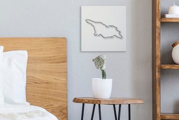 OneMillionCanvasses® Leinwandbild Eine Illustration von Georgien in schwarz-weiß, (1 St), Leinwand Bilder für Wohnzimmer Schlafzimmer