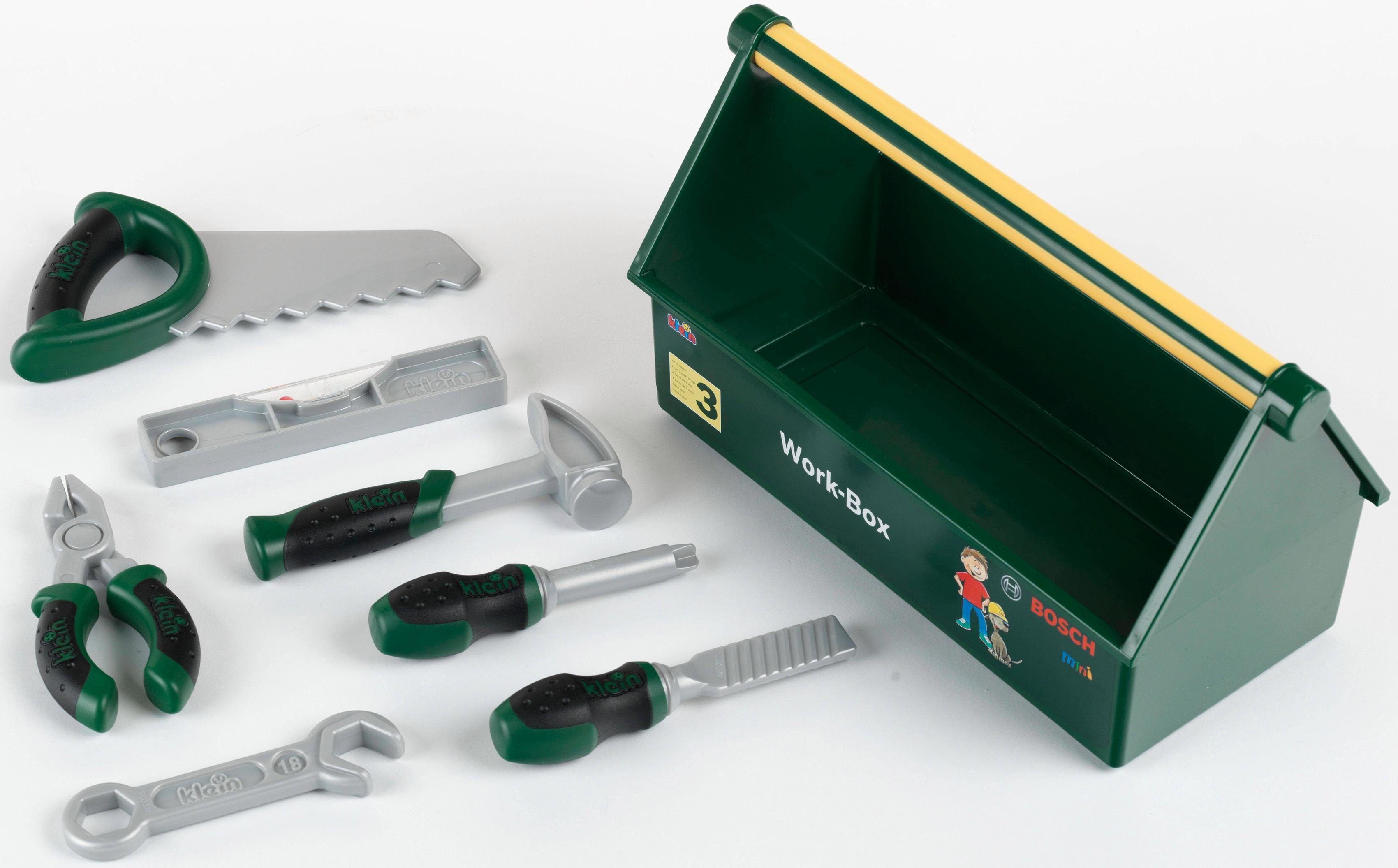 Klein Spielwerkzeugkoffer Bosch Work-Box, (Set), Made in Germany, Mit  Wasserwaage, Zange, Hammer und Schraubenschlüssel