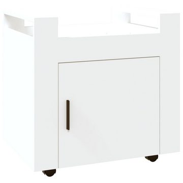 vidaXL Schreibtisch Rollcontainer Bürowagen Weiß 60x45x60 cm Holzwerkstoff