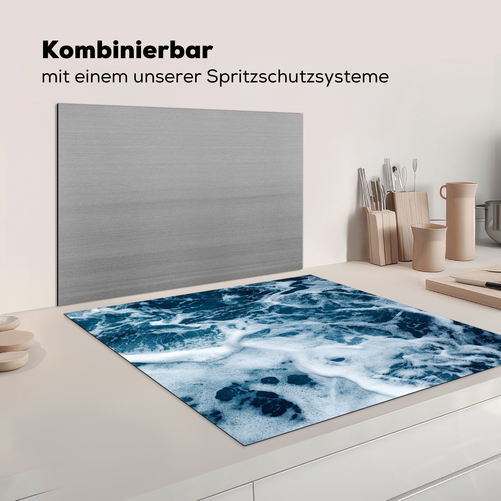 MuchoWow Arbeitsplatte tlg), Wasser Herdblende-/Abdeckplatte für 78x78 Vinyl, cm, Meer, Golf küche (1 - - Ceranfeldabdeckung,