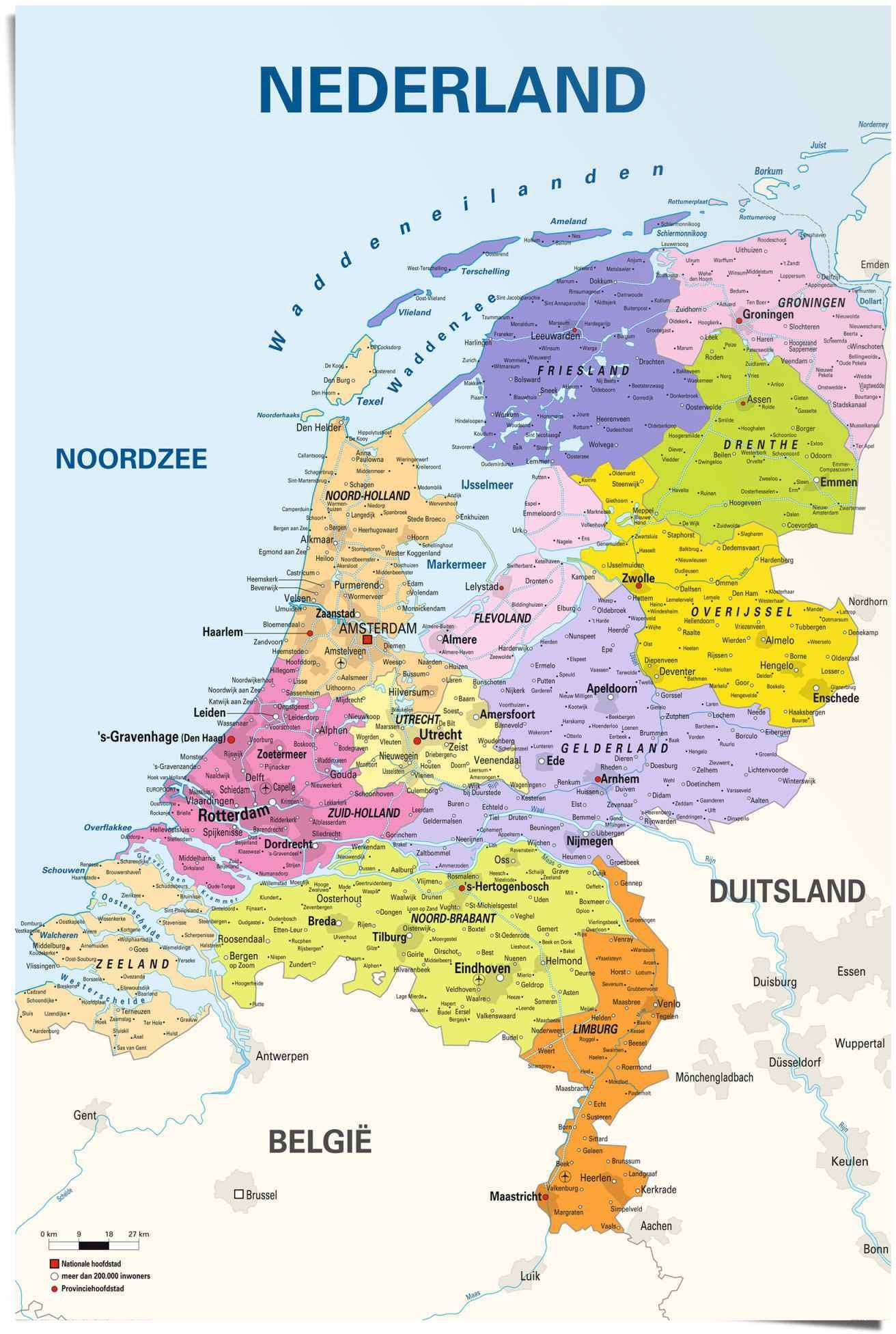Reinders! Poster Poster Schulkarte Niederlande Niederländisch - Niederländischer Text, Landkarten (1 St)