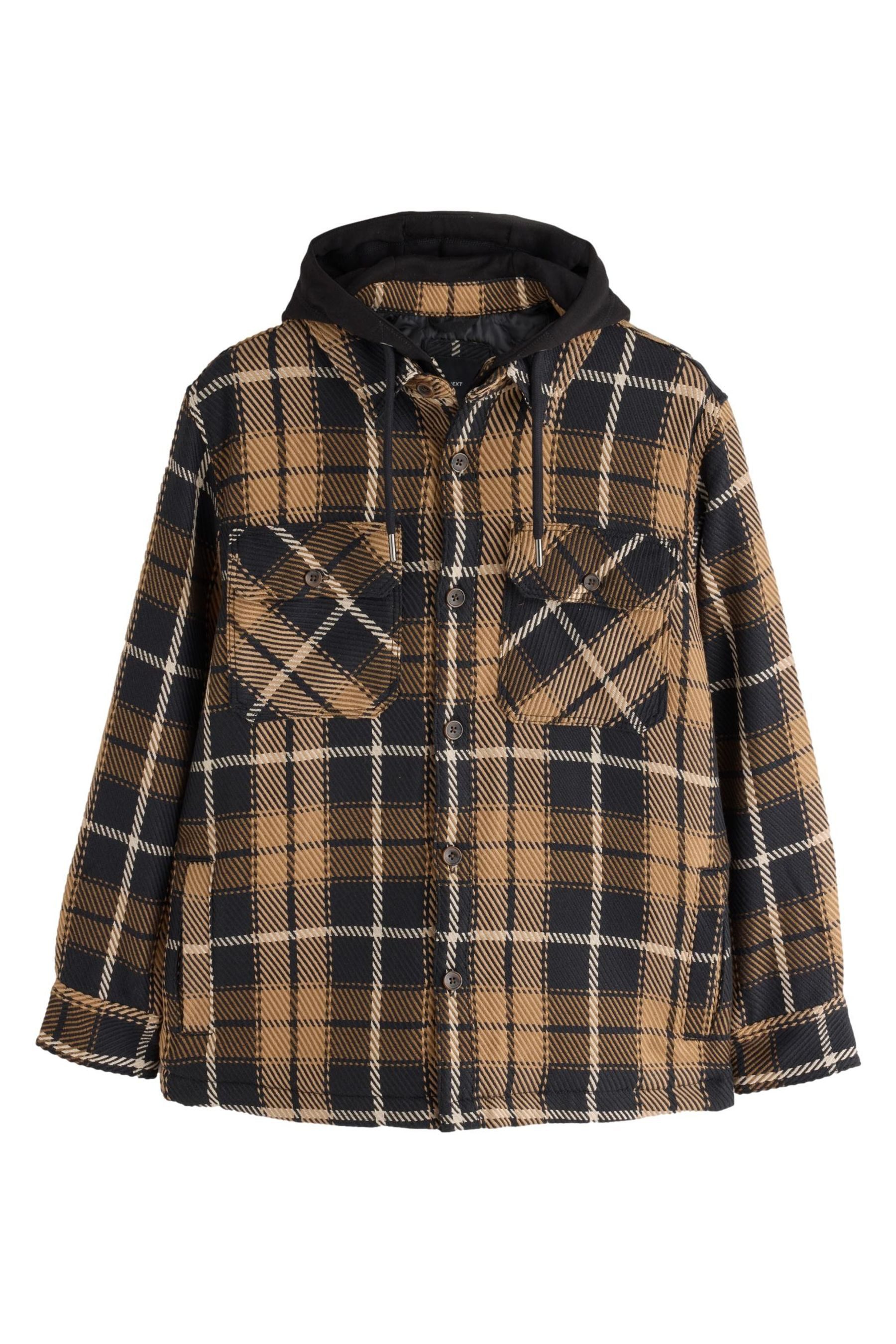 Hemdjacke Karierte Hemdjacke mit Kapuze und Borgfutter