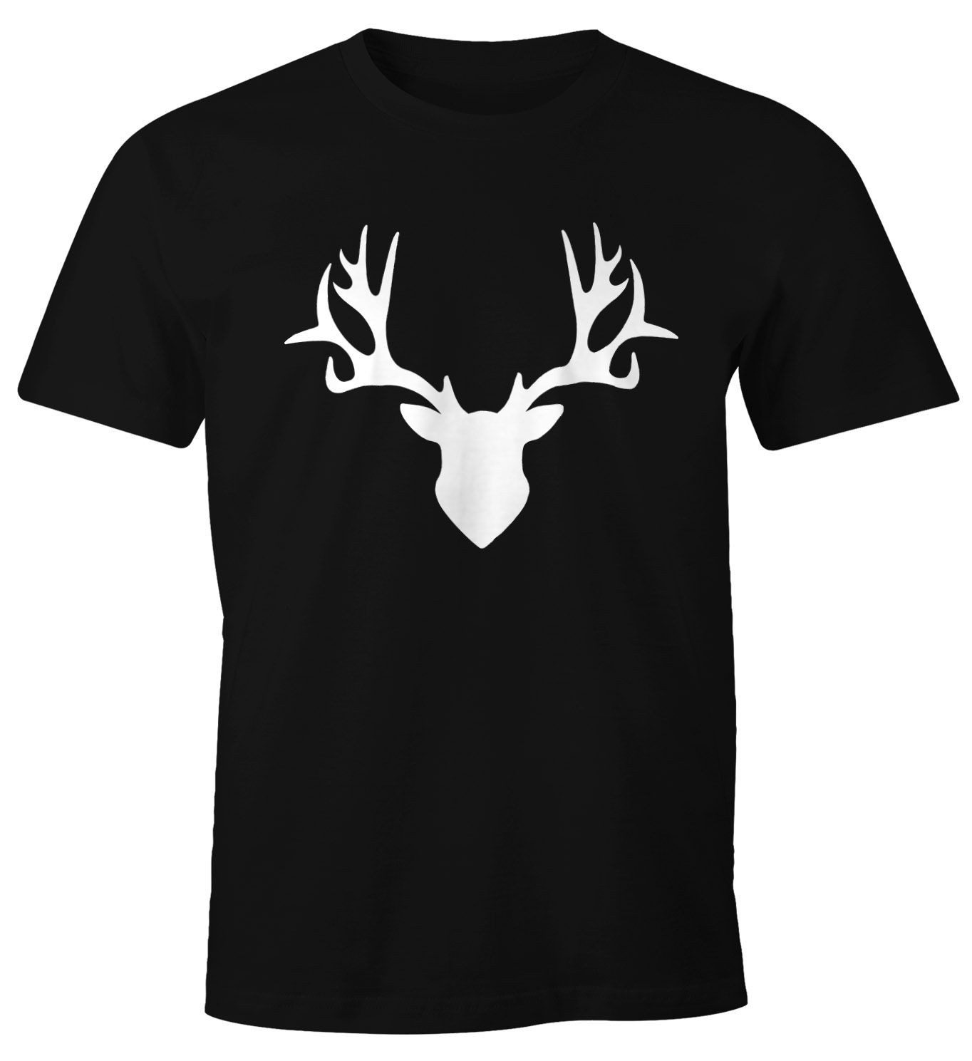 MoonWorks Print-Shirt Herren T-Shirt Hirsch Geweih FunShirt Moonworks® mit Print