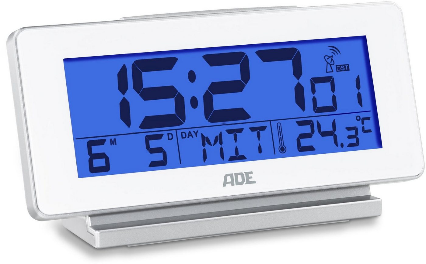 ADE Funkwecker »CK 1703« digitaler Funk-Wecker/-Uhr mit Temperatur- und Wochentag-Anzeige und blauer Display-Beleuchtung, optimal als Tischuhr-HomeTrends