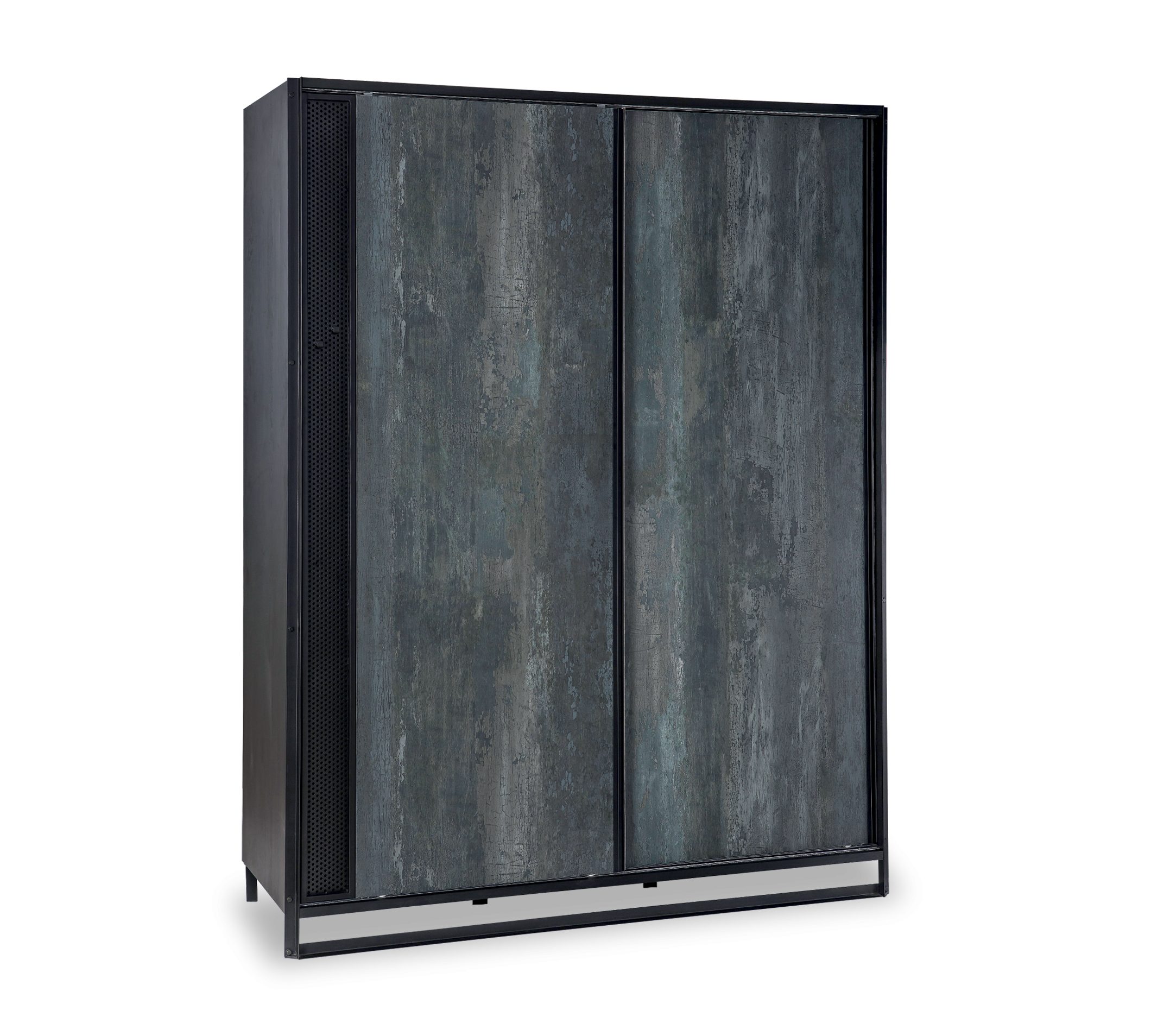 Möbel-Zeit Schwebetürenschrank DARK METAL Kleiderschrank mit 2 Türen