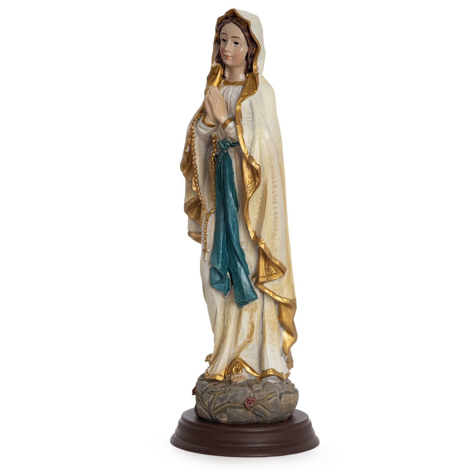 Moritz Dekofigur Jungfrau Maria Statue 21 cm Marienfigur mit Rosenkranz und Akzenten, Polyresin Figuren Deko Geschenk Geometrische TierFigur Modern Skulptur