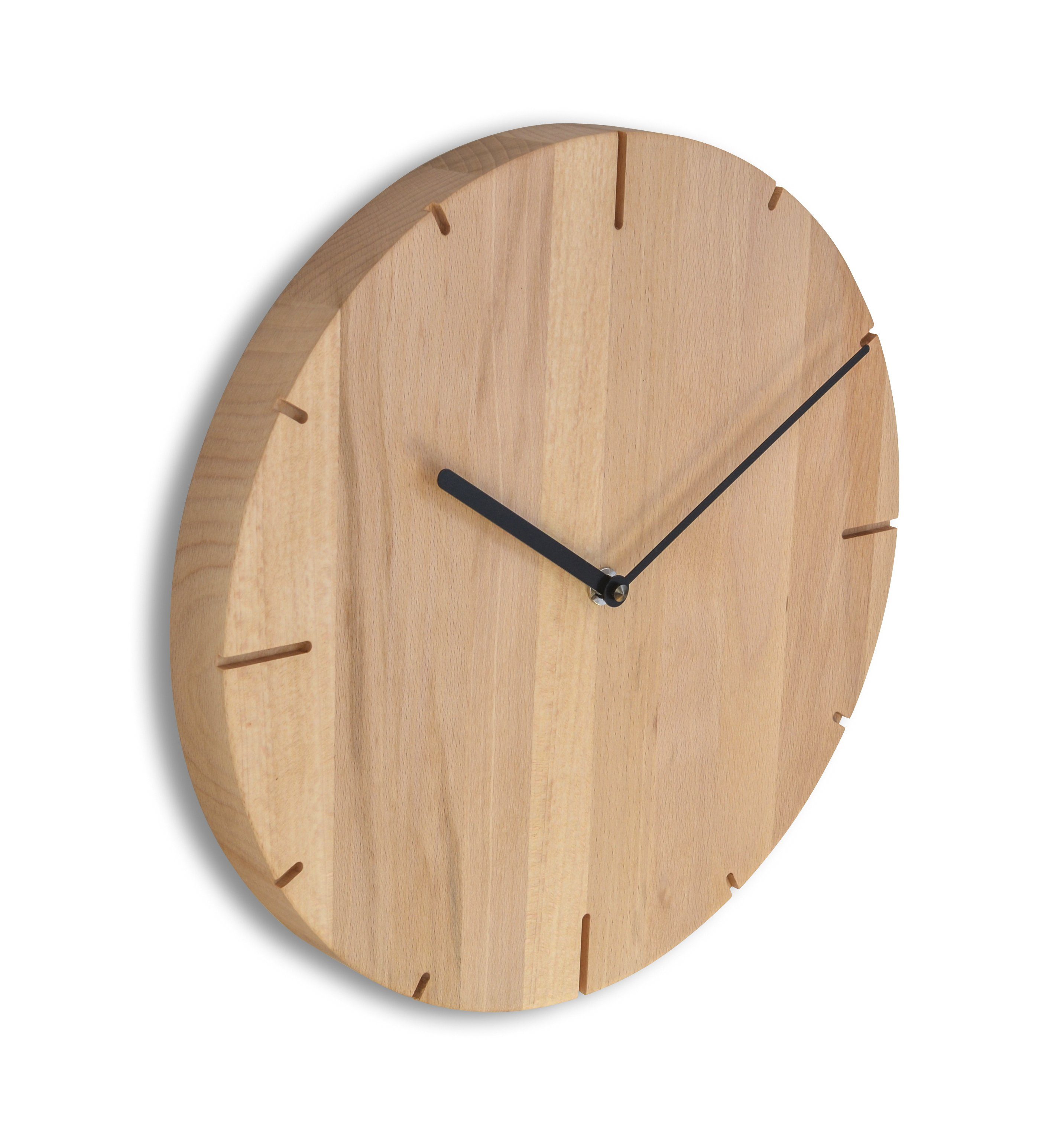 Holz Funkwanduhr Buche Massivholz Natuhr Wanduhr Natuhr modern Funk Solide puristisch,