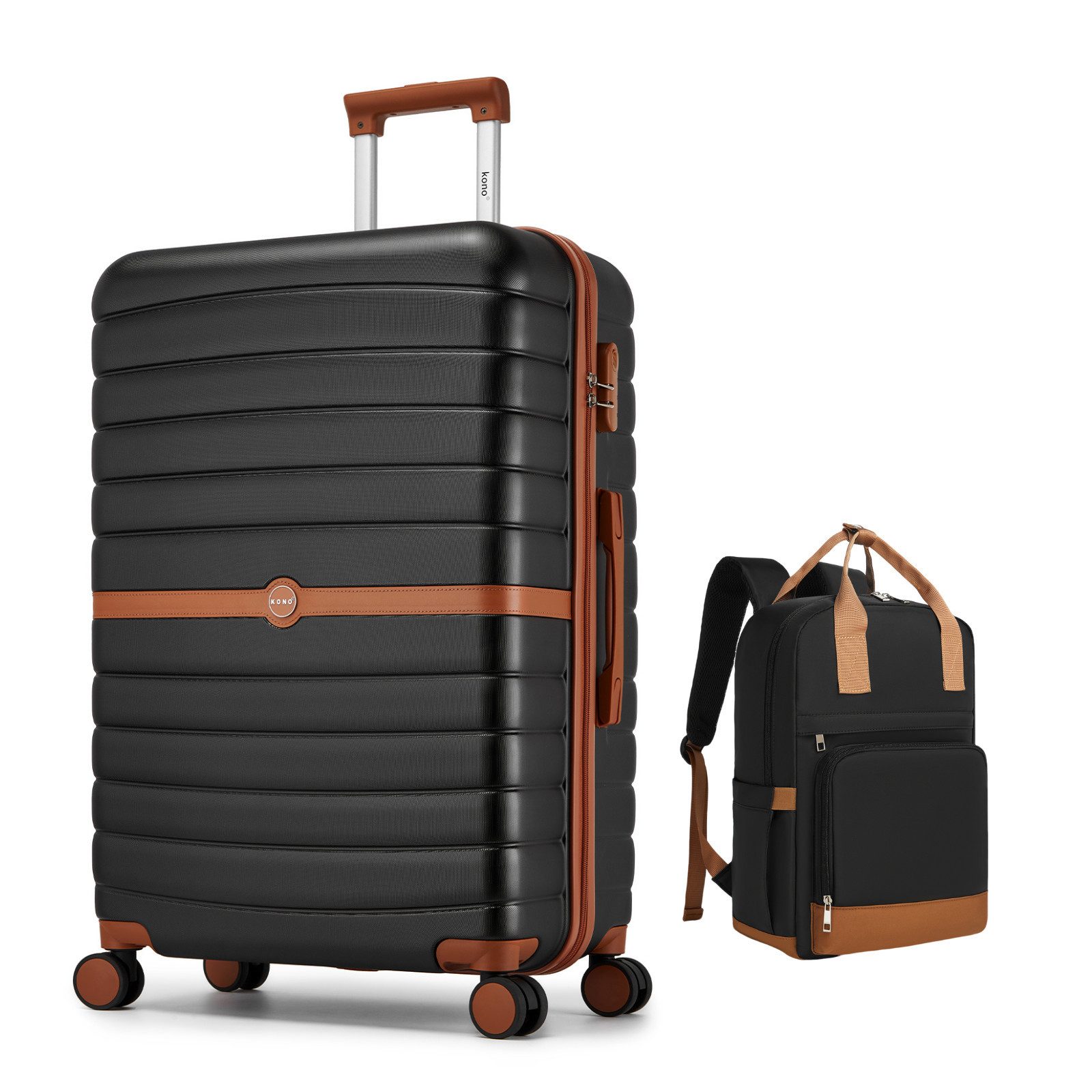 KONO Trolleyset ABS+PC Hartschalen-Trolley (55/66,5/76,5 cm) + Laptop-Rucks günstig online kaufen