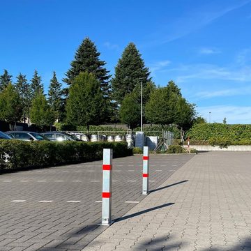 TRUTZHOLM Absperrpfosten 4x Absperrpfosten eckig Parkplatzsperre Sperrpfosten klappbar Standfuß (4erSet)