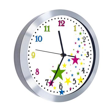 CreaDesign Funkwanduhr Funkuhr, Kinder Wanduhr, Kinderuhr, Kinderzimmer Sterne (geräuscharmes Uhrwerk)