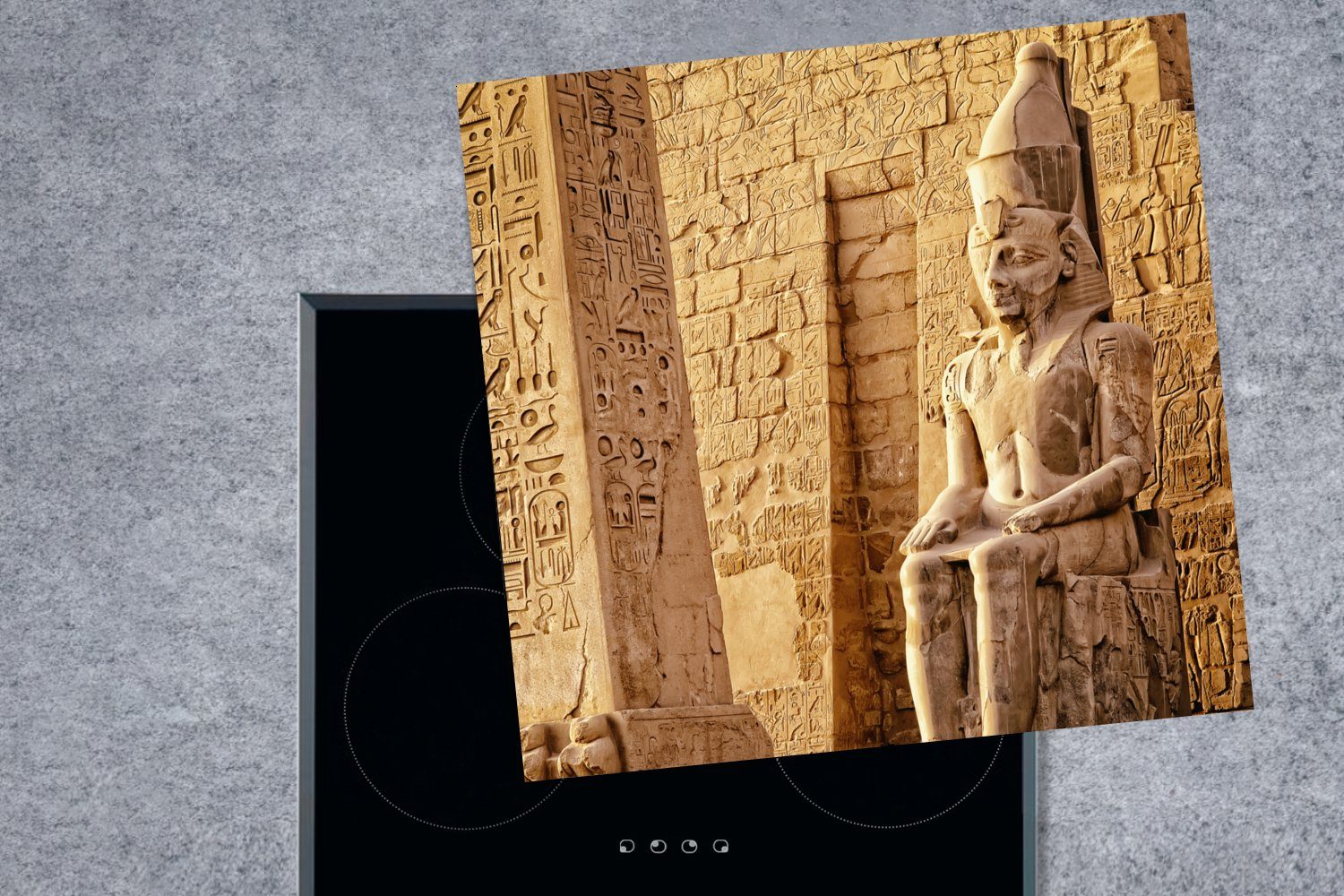Pharao, Ceranfeldabdeckung, (1 tlg), - Ägypten küche Statue für Vinyl, cm, - Herdblende-/Abdeckplatte MuchoWow Arbeitsplatte 78x78