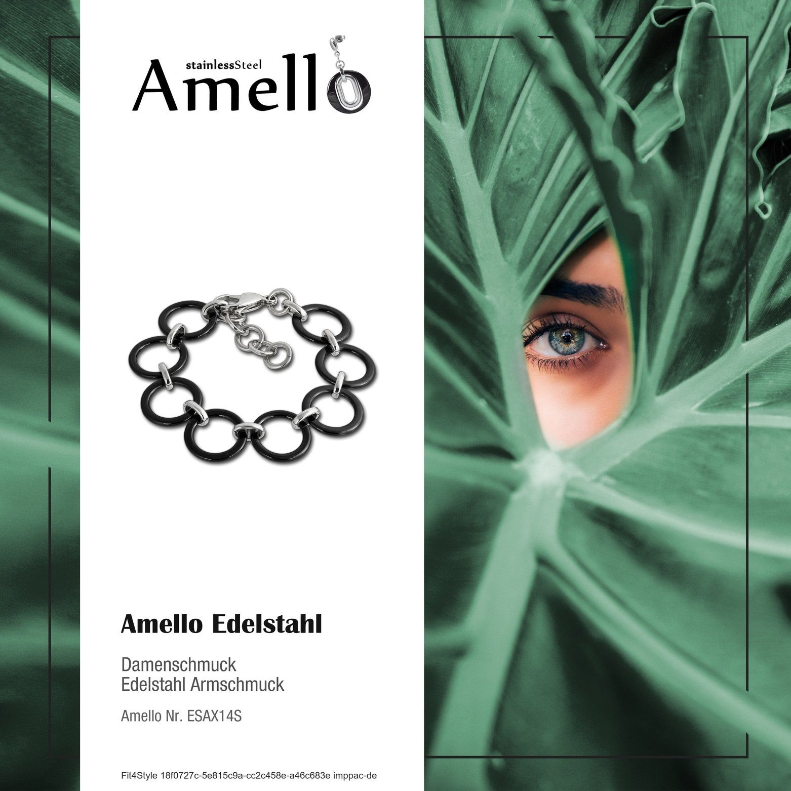 Amello Edelstahlarmband Amello Circle Armband silber für Edelstahl (Stainless (Armband), Steel) Armbänder schwarz Damen