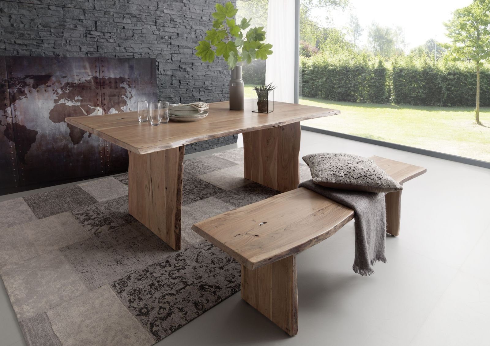 Massivmoebel24 Esstisch PURE ACACIA Akazie Massivholz natur (Massivholz zerlegt 85 kg PURE ACACIA #113), Akazie 160x100x76 cm (BxTxH) natur lackiert