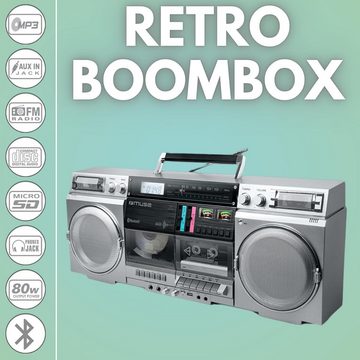 Muse Bluetooth Retro mit Radio, CD, Kassettenrekorder Boombox (CD / CD-R / CD-RW / MP3)
