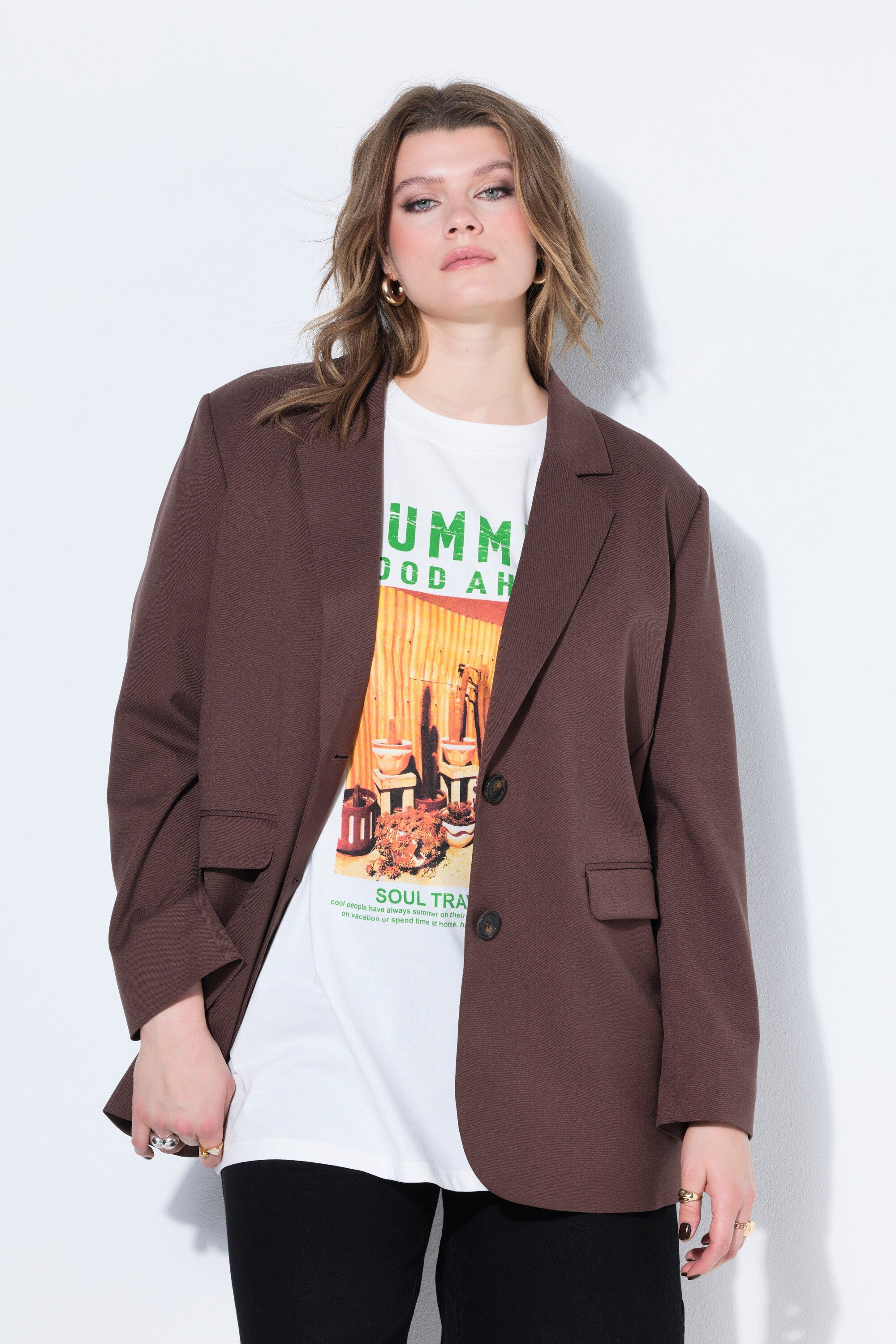 Studio Untold Blusenblazer Blazer oversized Revers Leo-Futter