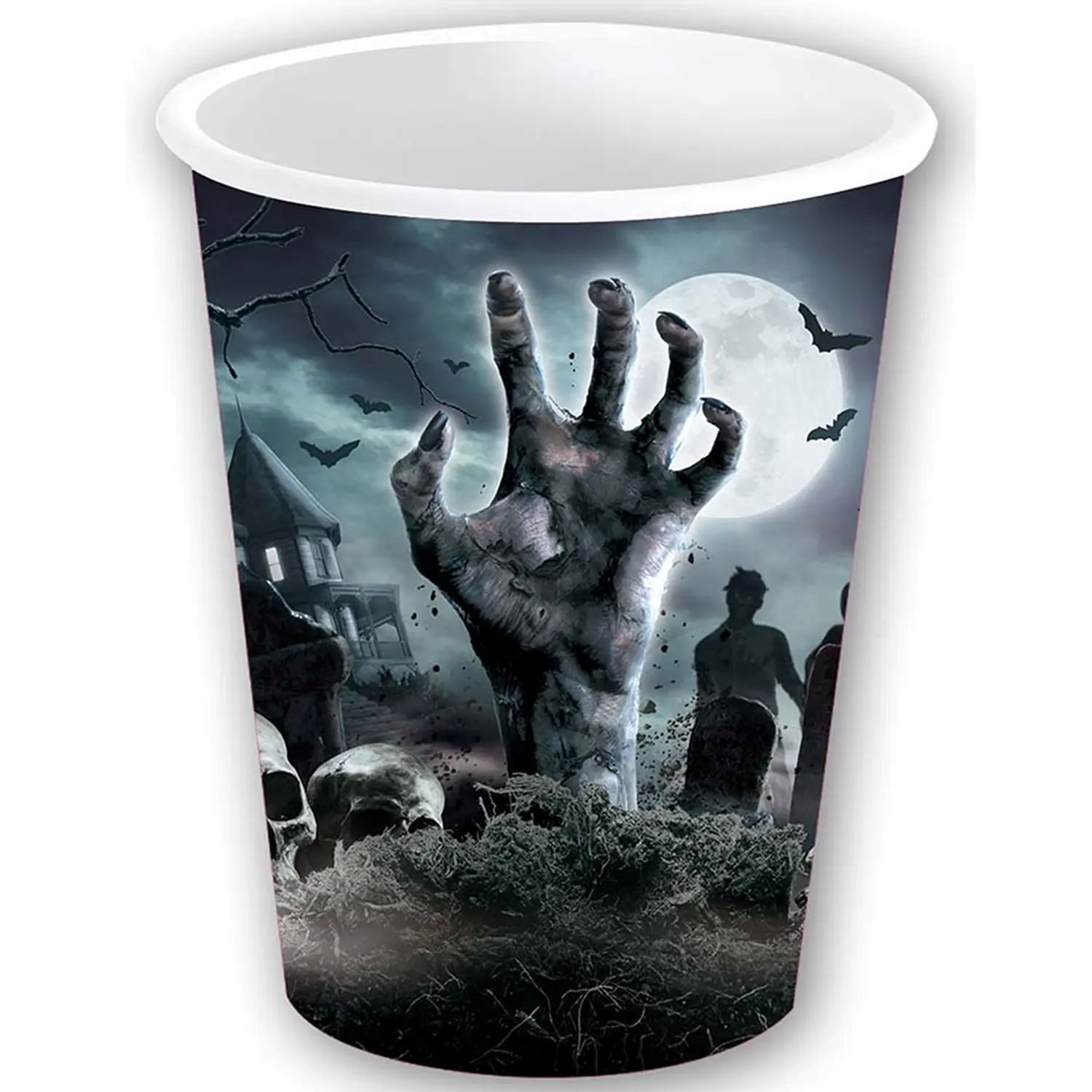 Fiestas Guirca Dekoobjekt Halloween 'Friedhof', Pappbecher 240ml/6Stk.