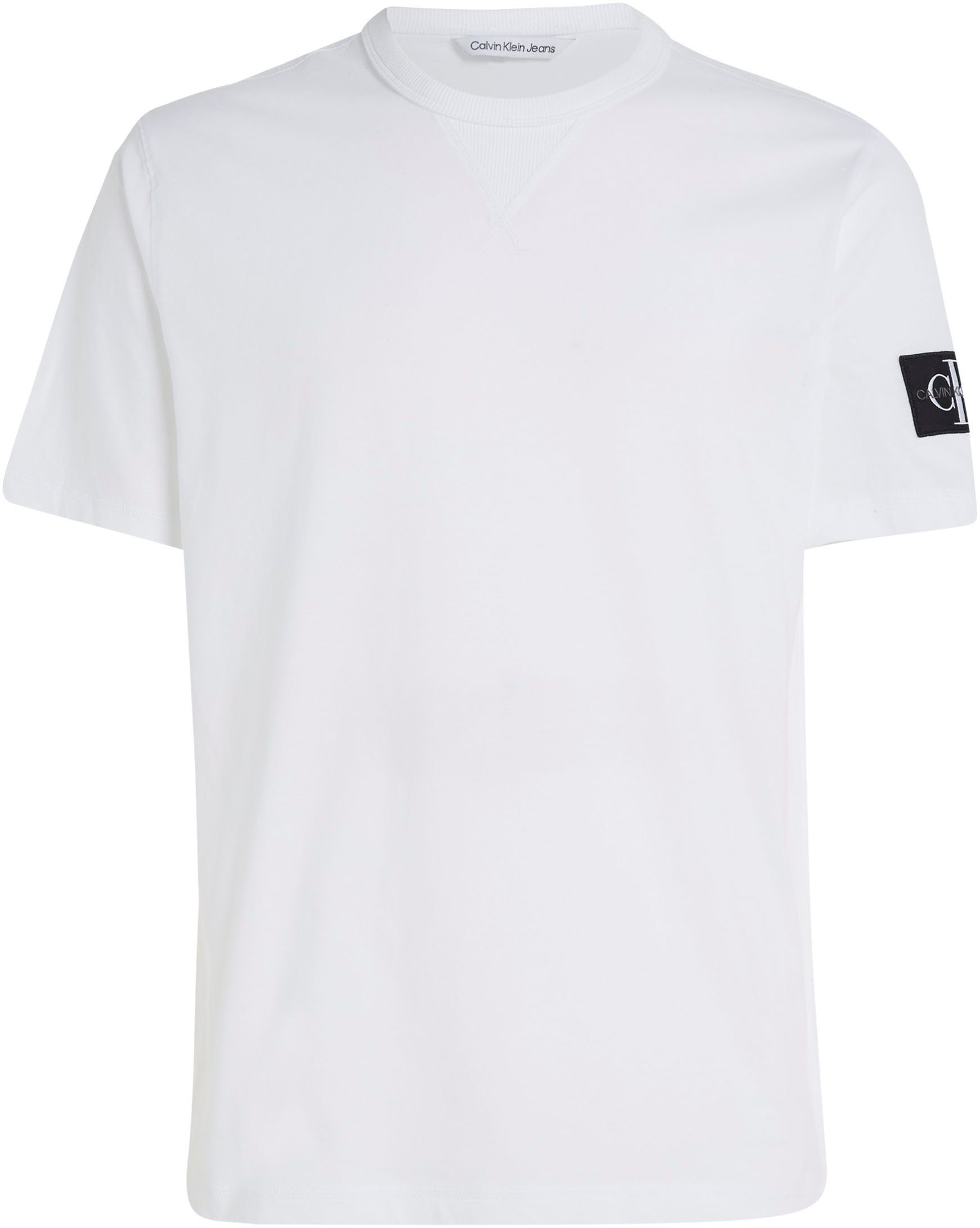 auf White Calvin Klein Calvin Jeans T-Shirt der Klein SEASONAL TEE Bright MONOLOGO mit Brust Logoschriftzug