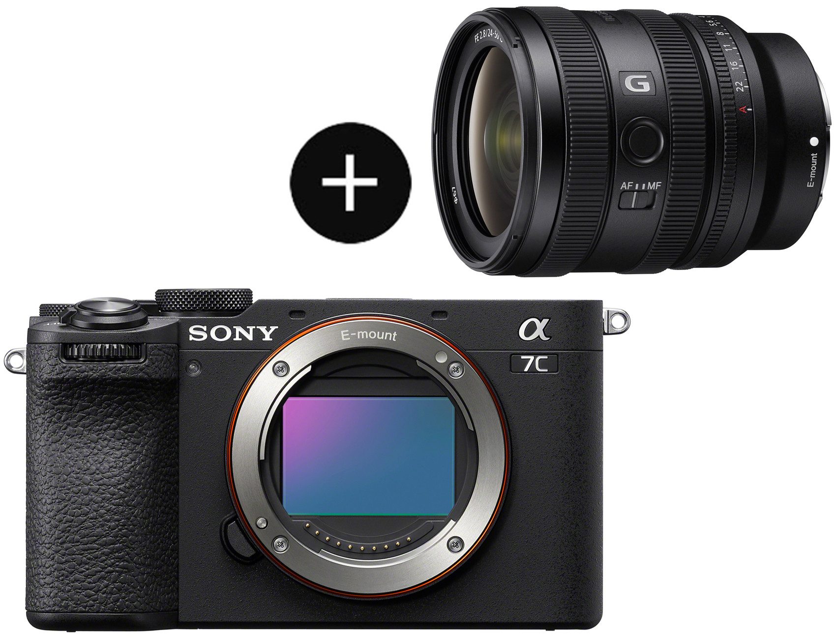 Sony Set: SEL2450G Objektiv + ILCE7CM2B Systemkamera (SEL2450G, 33 MP, 2x opt. Zoom, Bluetooth, WLAN, KI-Autofokus, 10 B/s Serienaufnahmen, 4K Zeitlupe)