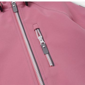 reima Allwetterjacke Reima Vantti Softshell Jacke Sunset Pink 140 atmungsaktiv abnehmbare Kapuze Reißverschlusstasche