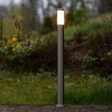Grafner Sockelleuchte Edelstahl Wegleuchte WL10190 Gartenlampe 110 cm, für LED leuchtmittel geeignet, Sockelleuchte, Höhe 110cm, Ø - 7,5 cm, Sockel Ø - 11 cm