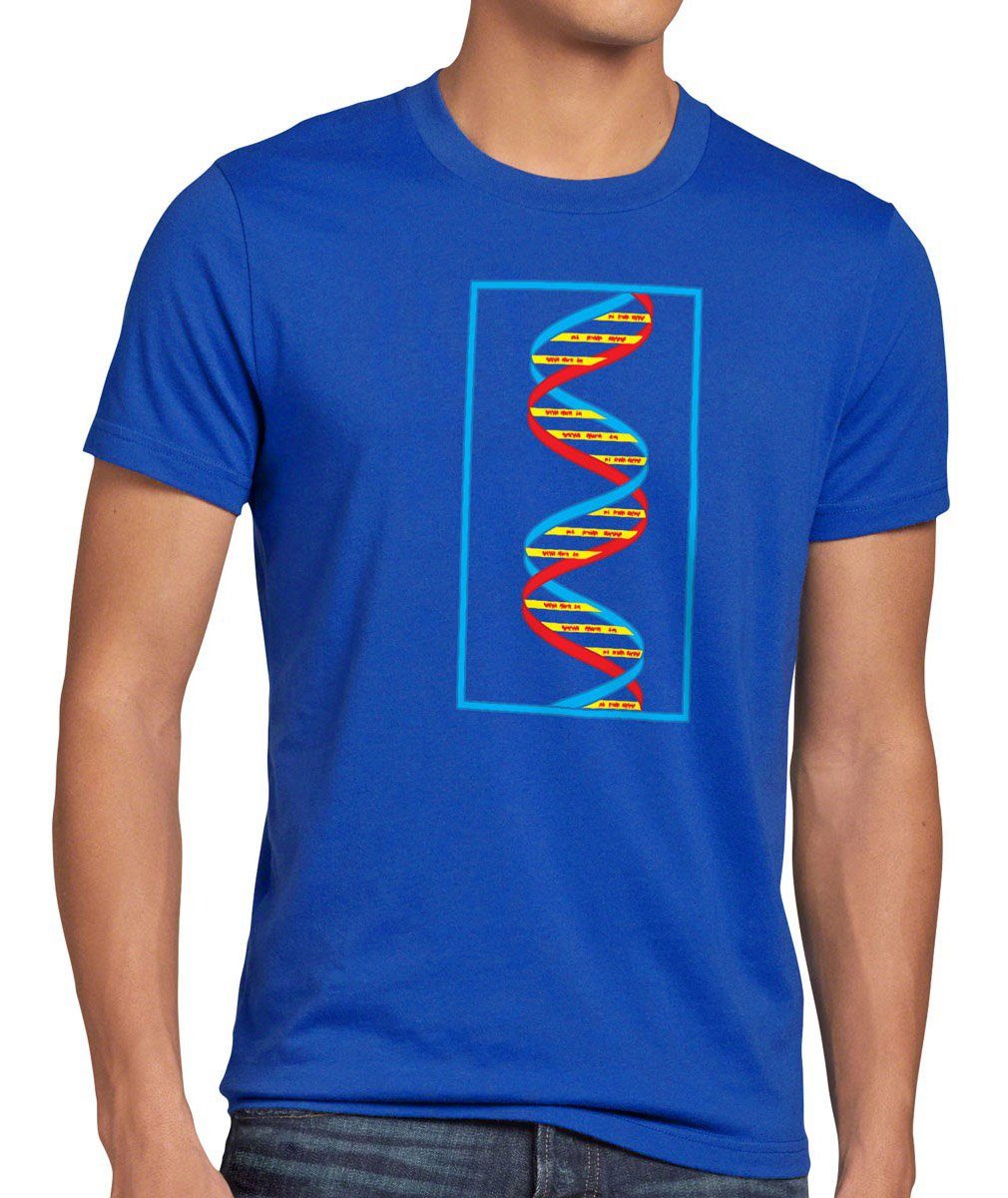 style3 Print-Shirt Herren T-Shirt Sheldon DNA Big Fan Theory Bazinga Bang Cooper Serie dns tbbt bio blau