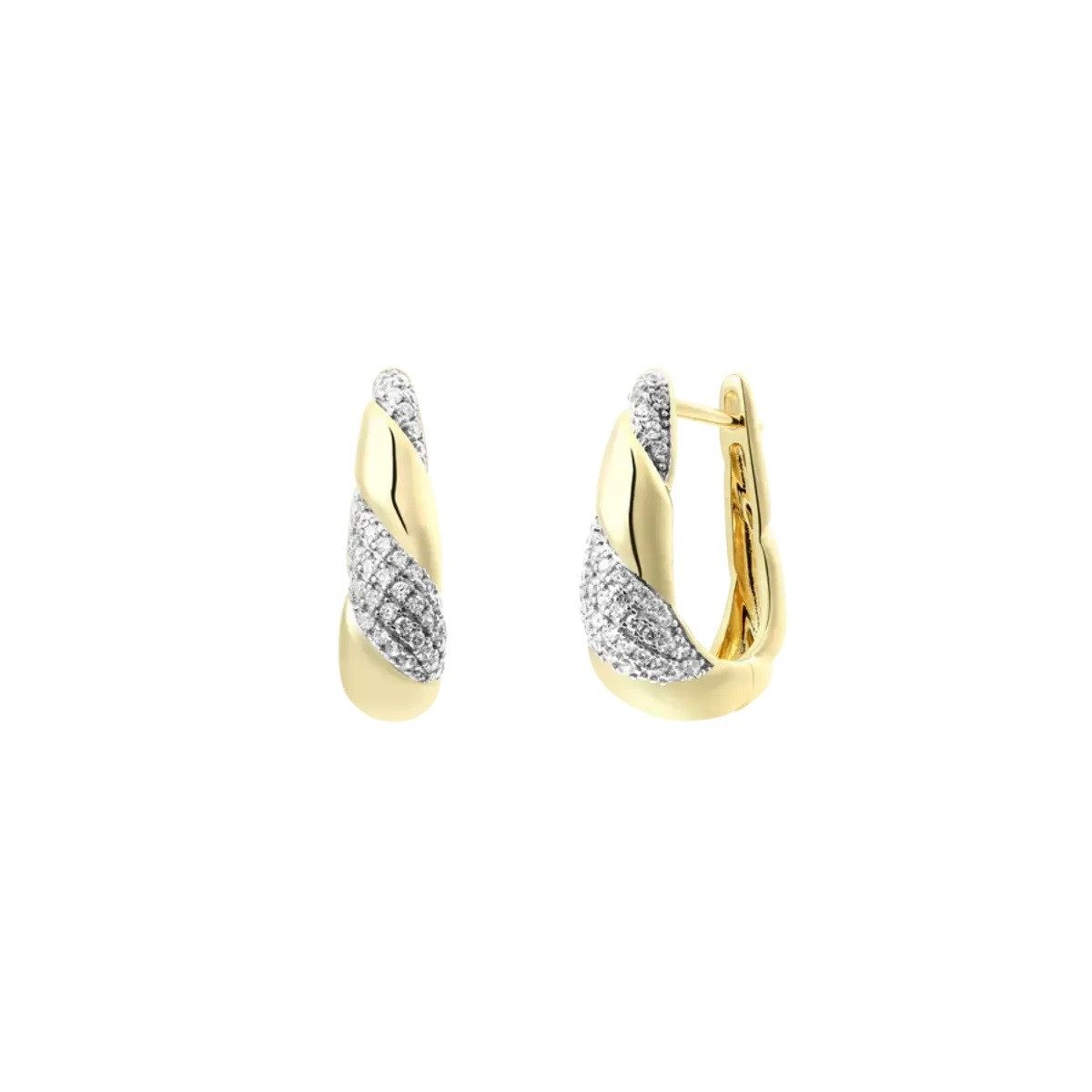 Paar Creolen Ohrringe Damen Sculpted Zirkonia Silber 18k Vergoldet XS91917G