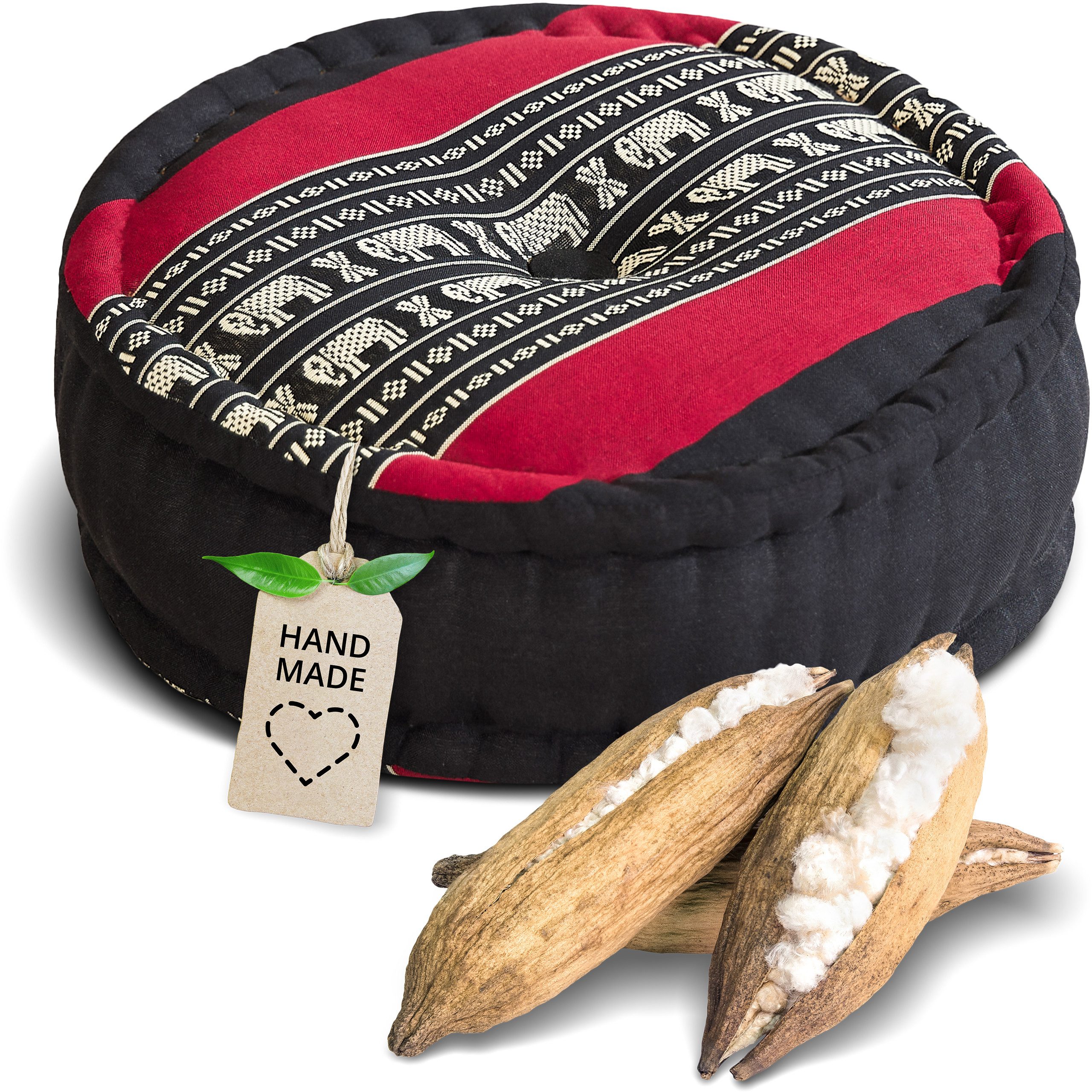 livasia Sitzkissen Zafukissen groß (Classic) vegan und handgefertigt, 38x14cm, Kapok