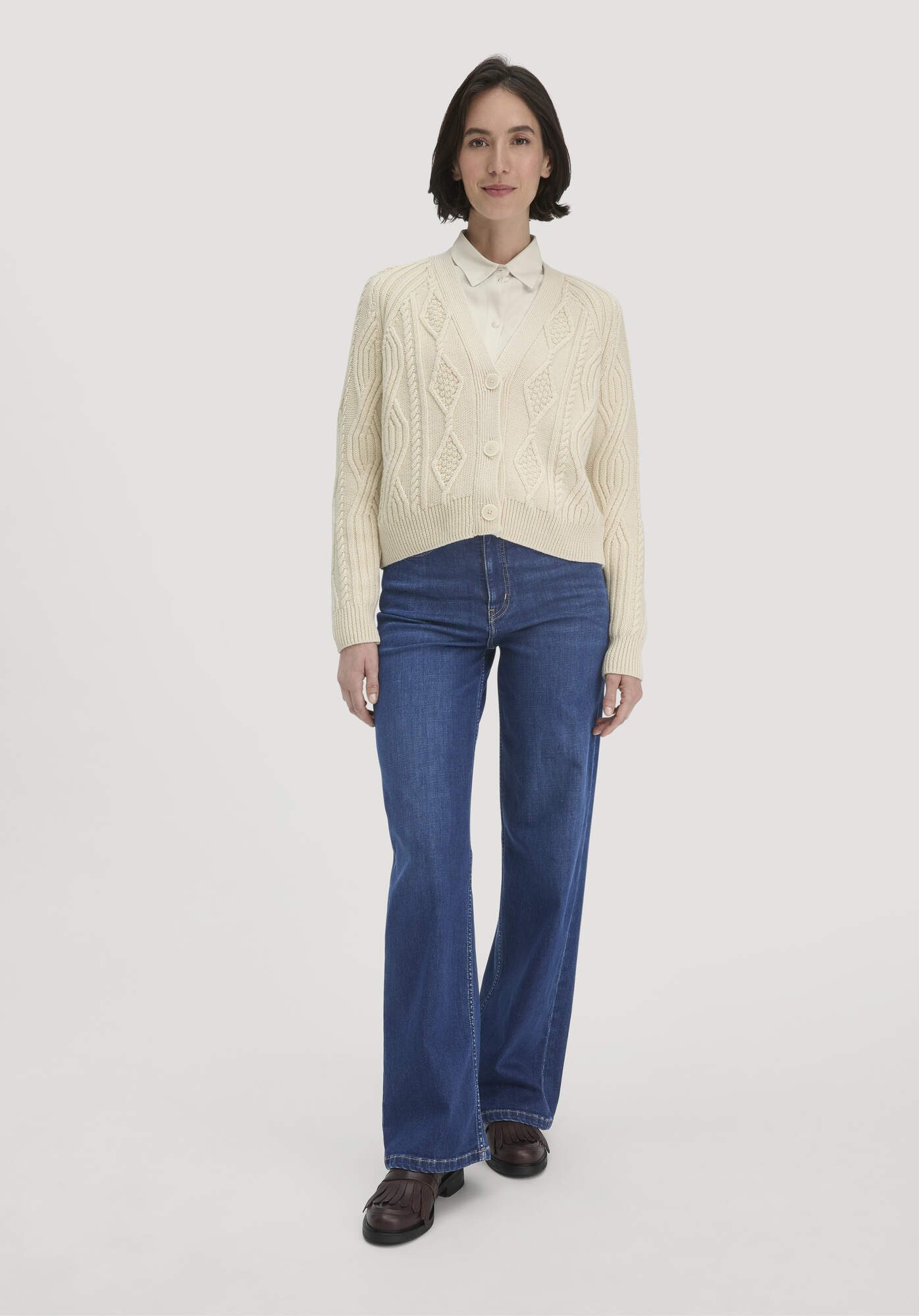 Hessnatur Strickjacke Relaxed aus Bio-Baumwolle und Bio-Schurwolle (1-tlg)