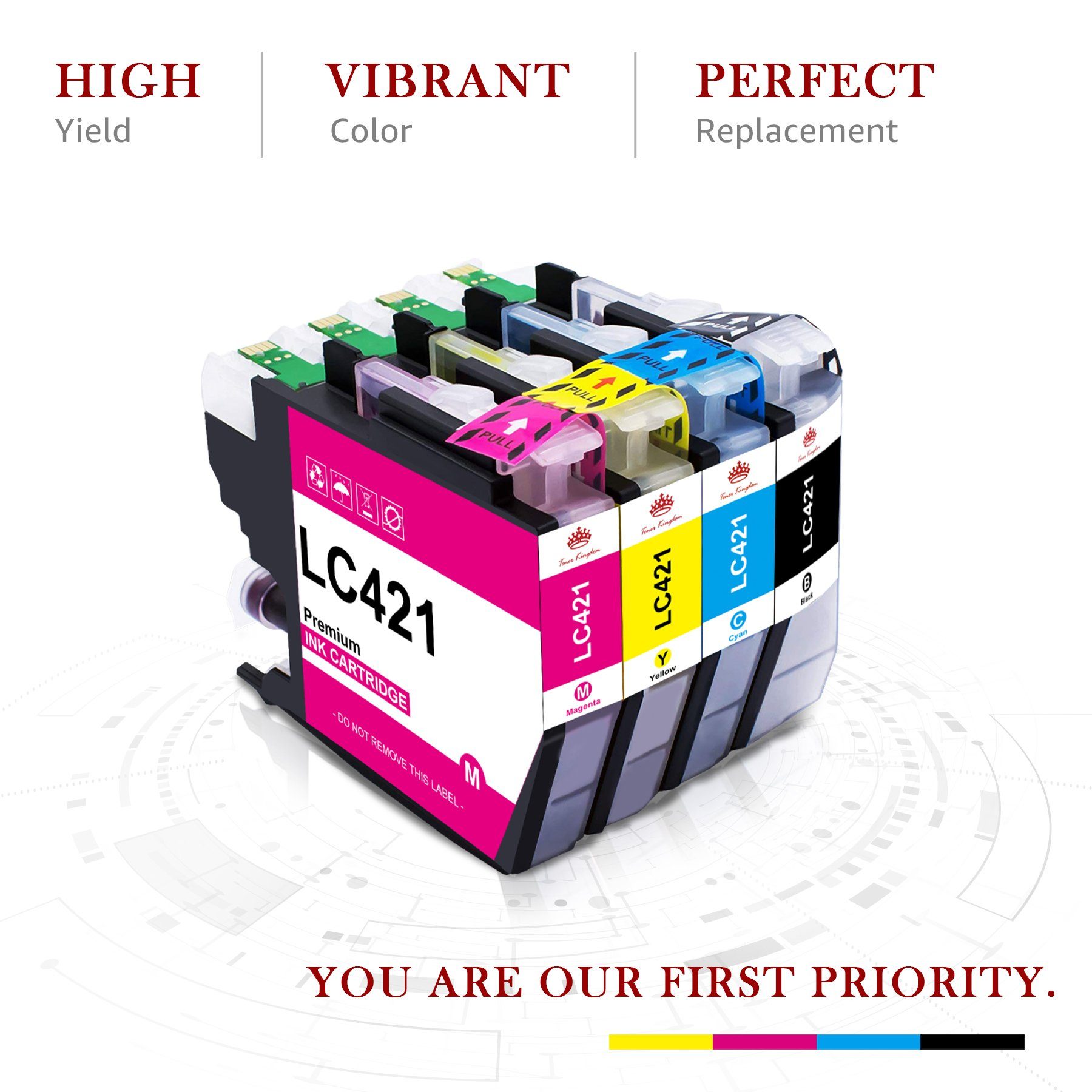 421XL Brother Toner ersetzt DCP-J1800DW (DCP-J1050DW MFC-J1010DW) Tintenpatrone 4er-pack LC421 LC DCP-J1140DW Kingdom