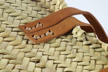 Kobolo Shopper »Palmtasche mit Ledergriffen und Lederhenkeln«