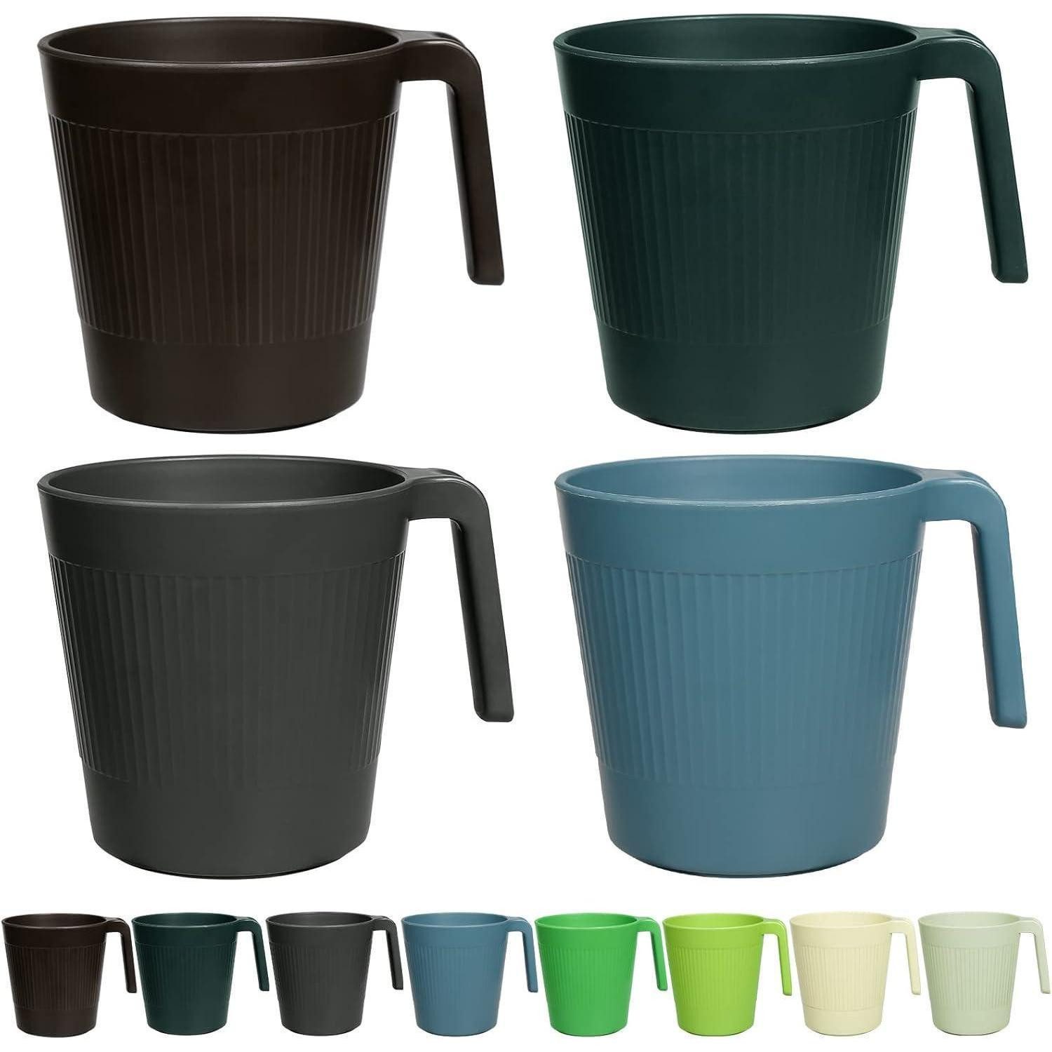 LuxusKollektion Becher Tasse 500ml Henkel Plastik Melaminfrei 8 Pcs Dunkle Tasse mit Henkel