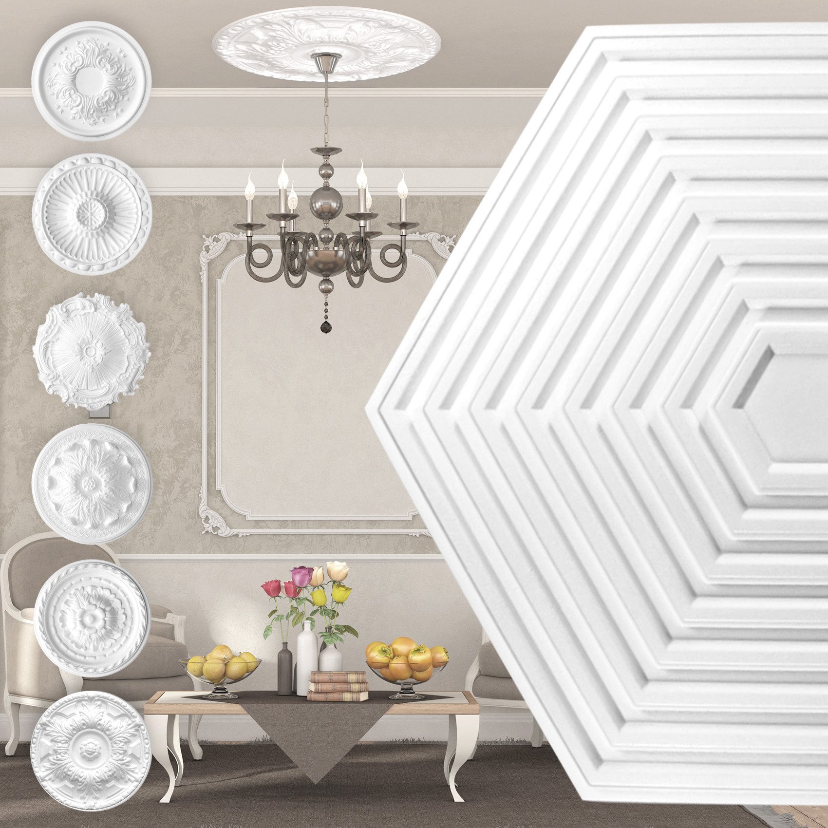 marbet design Wanddekoobjekt R-32 (Stuckrosette aus günstig online kaufen