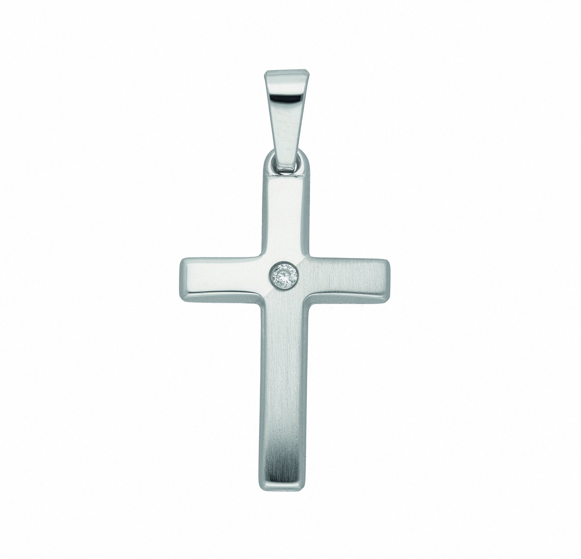 Adelia´s Schmuckset Halskette - Kette 333 Weißgold Kreuz Anhänger mit mit Set Zirkonia, Anhänger mit