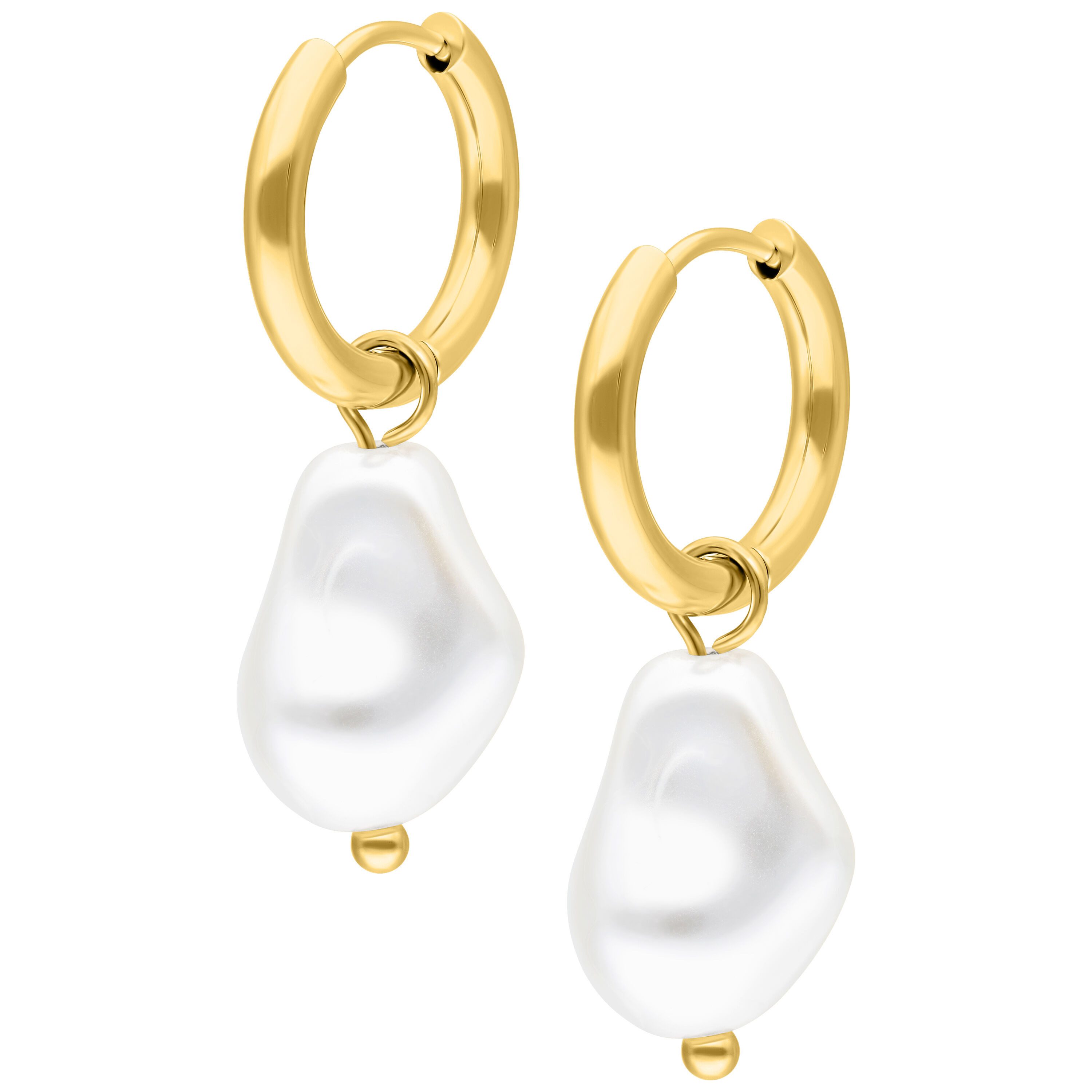 Paar Ohrhänger Baroque Synthetic Pearl Hoops - Gold