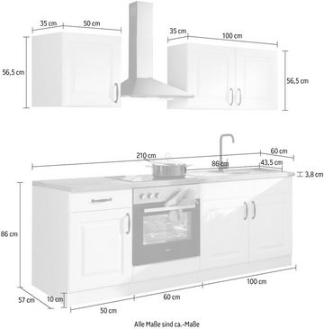 wiho Küchen Küchenzeile Erla, ohne E-Geräte, Breite 210 cm