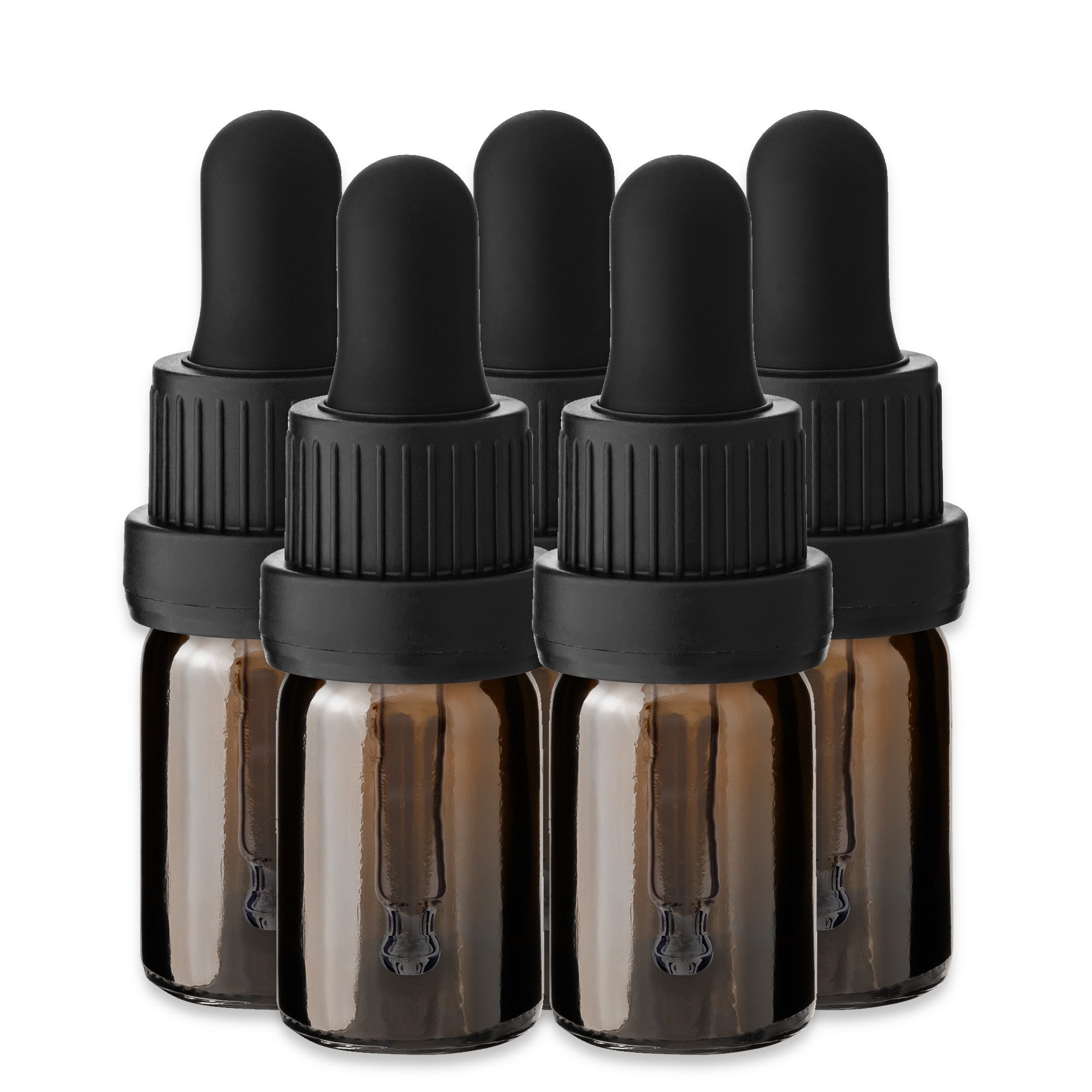 CK Verpackung GmbH Pipettenflasche 5x Glasflasche braun 5 ml mit schwarzer Tropfpipette Nachfüllbar leer