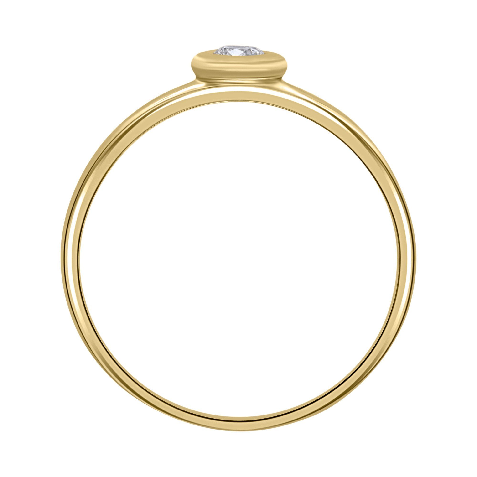 Gelbgold, Diamant aus ELEMENT Diamantring Ring Schmuck Brillant 0,10 Gold ct 585 ONE Damen