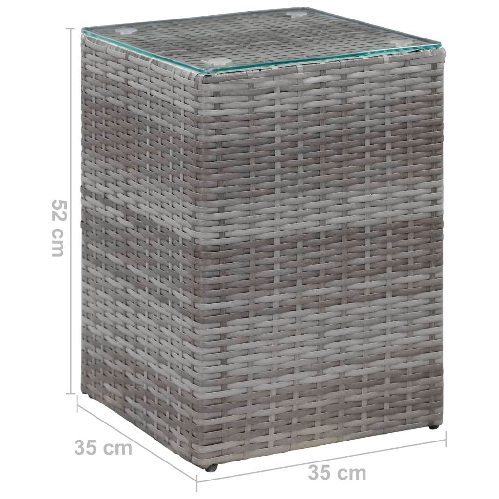 Beistelltisch 35 Glasplatte cm vidaXL Poly Beistelltisch mit Grau | x Grau x Grau (1-St) 52 35 Rattan