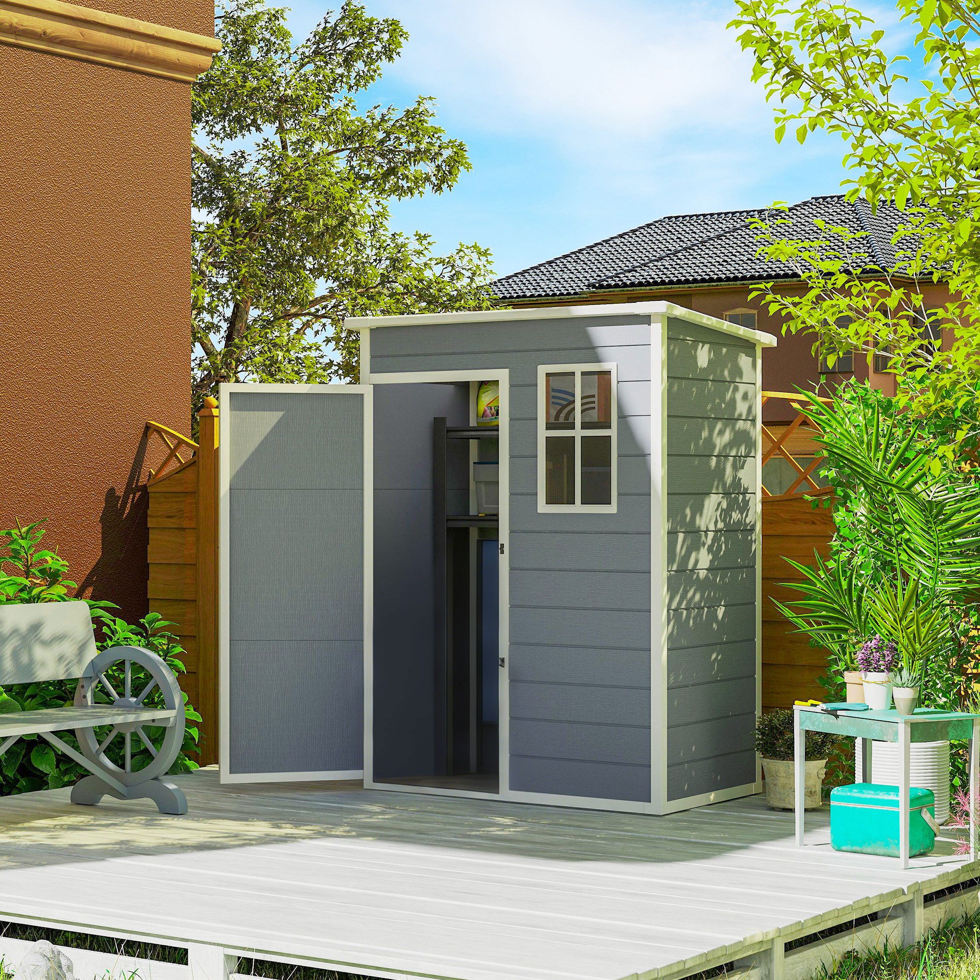 Outsunny Gerätehaus Gartenschuppen aus Kunststoff, BxT: günstig online kaufen