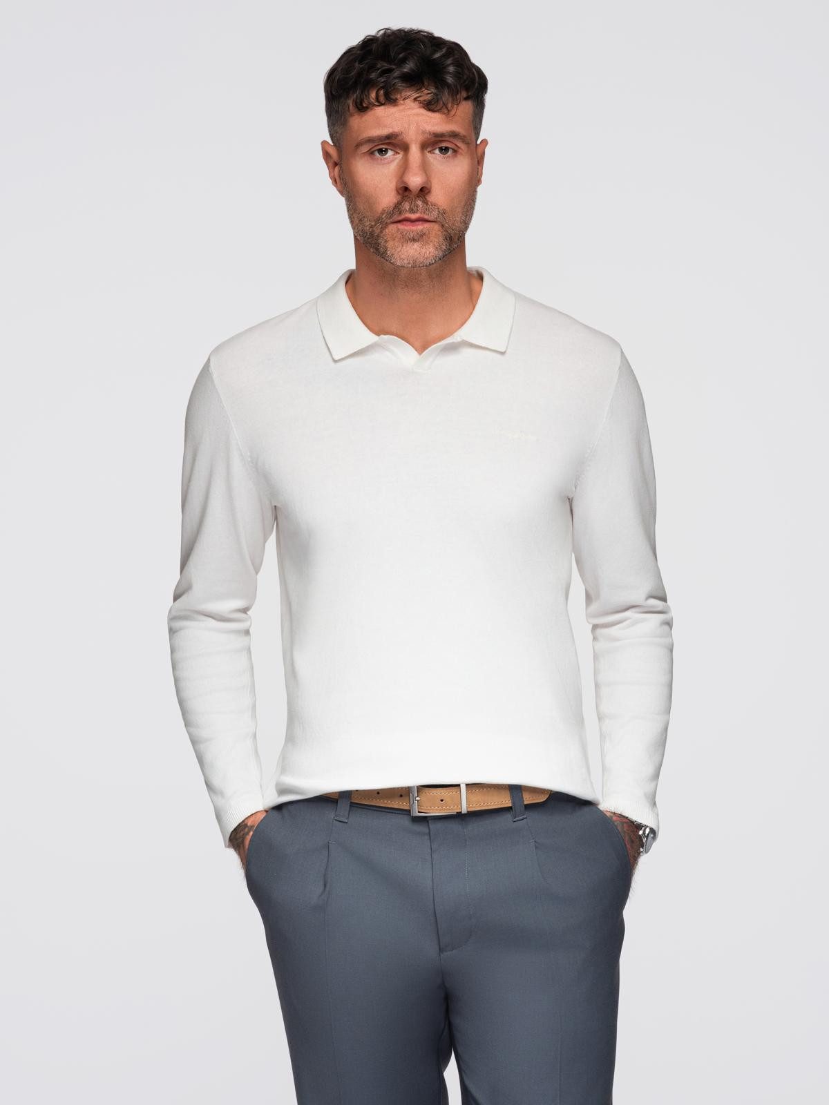 Langarm-Poloshirt Herren-Polopullover mit Stickerei auf der Brust