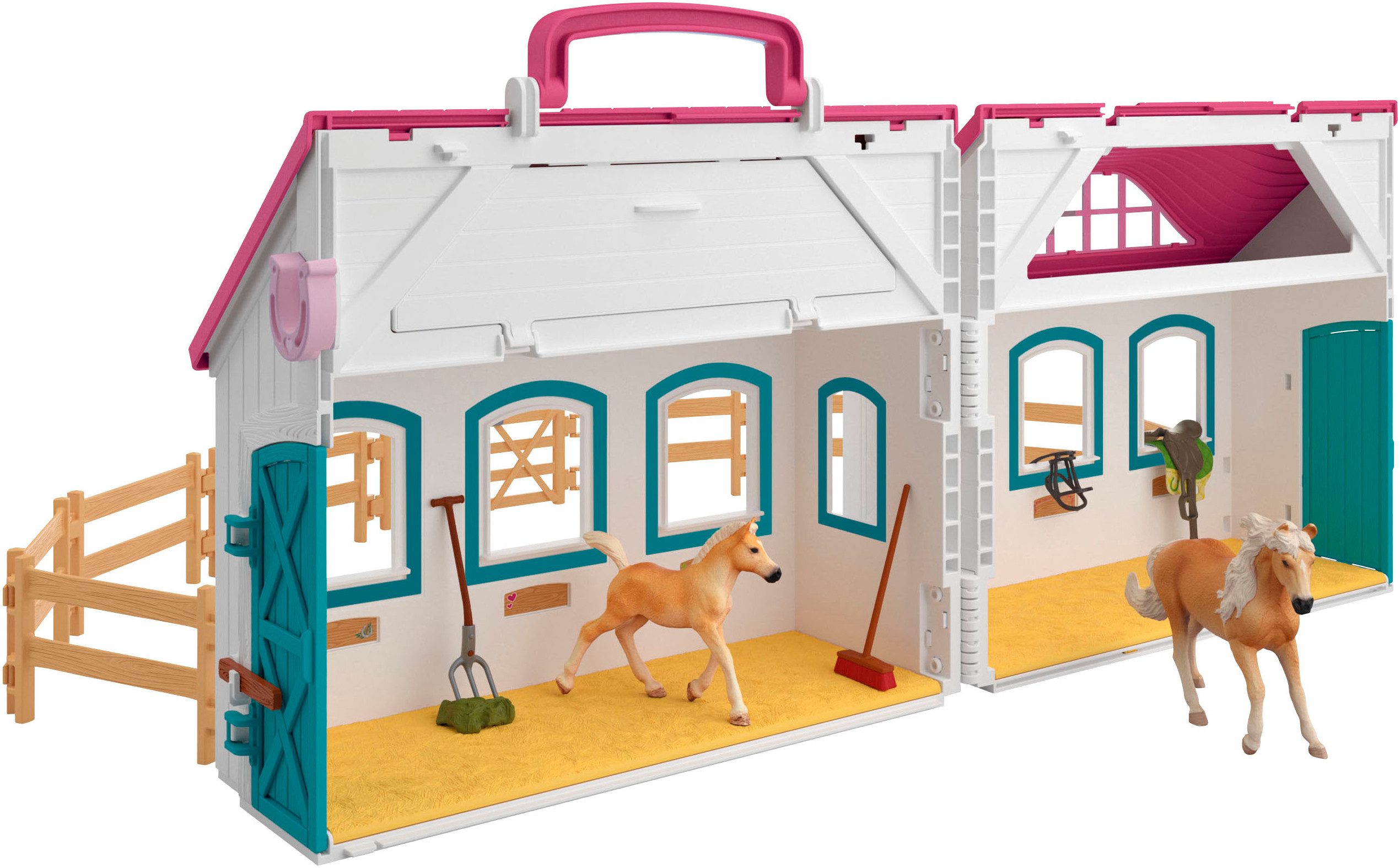 Schleich® Spielwelt HORSE CLUB, Offenstall -Kleines Hufeisen (42703), Made in Europe