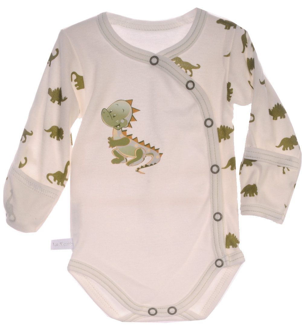 Wickelbody Baby Body Langarmbody mit Kratzschutz in Creme