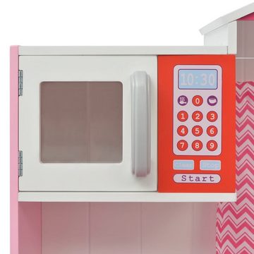DOTMALL Lernspielzeug Spielzeugküche Holz 82×30×100 cm Rosa und Weiß
